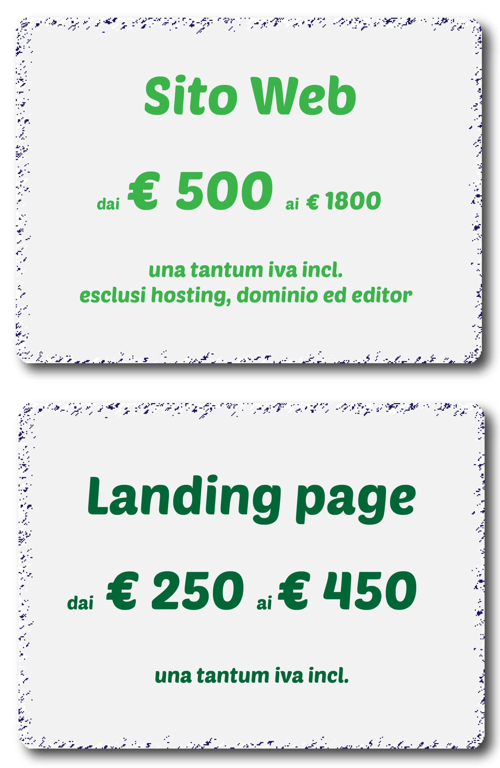 sito web landing page prezzi